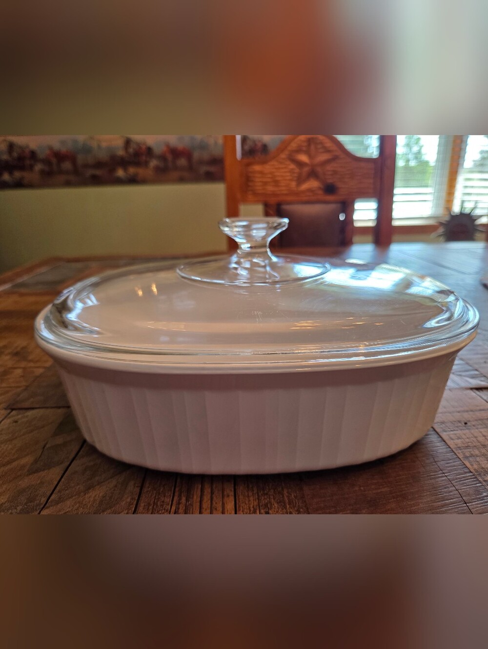 Corning Ware French White F-2-B Oval Casserole Dish With Pyrex Lid 2.8L